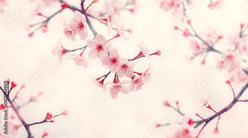 A seamless pattern of abstract cherry blossoms painted in watercolor. Hand-painted cherry blossom wallpaper for spring