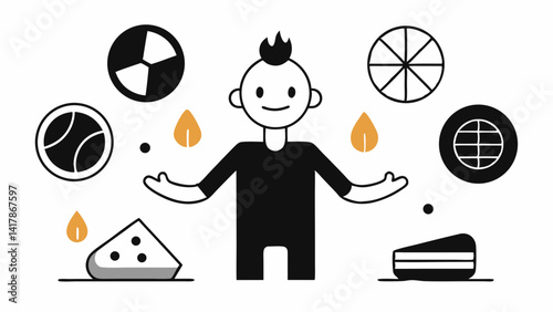 illustration of a man with ball,Hobbies and Interests Icons