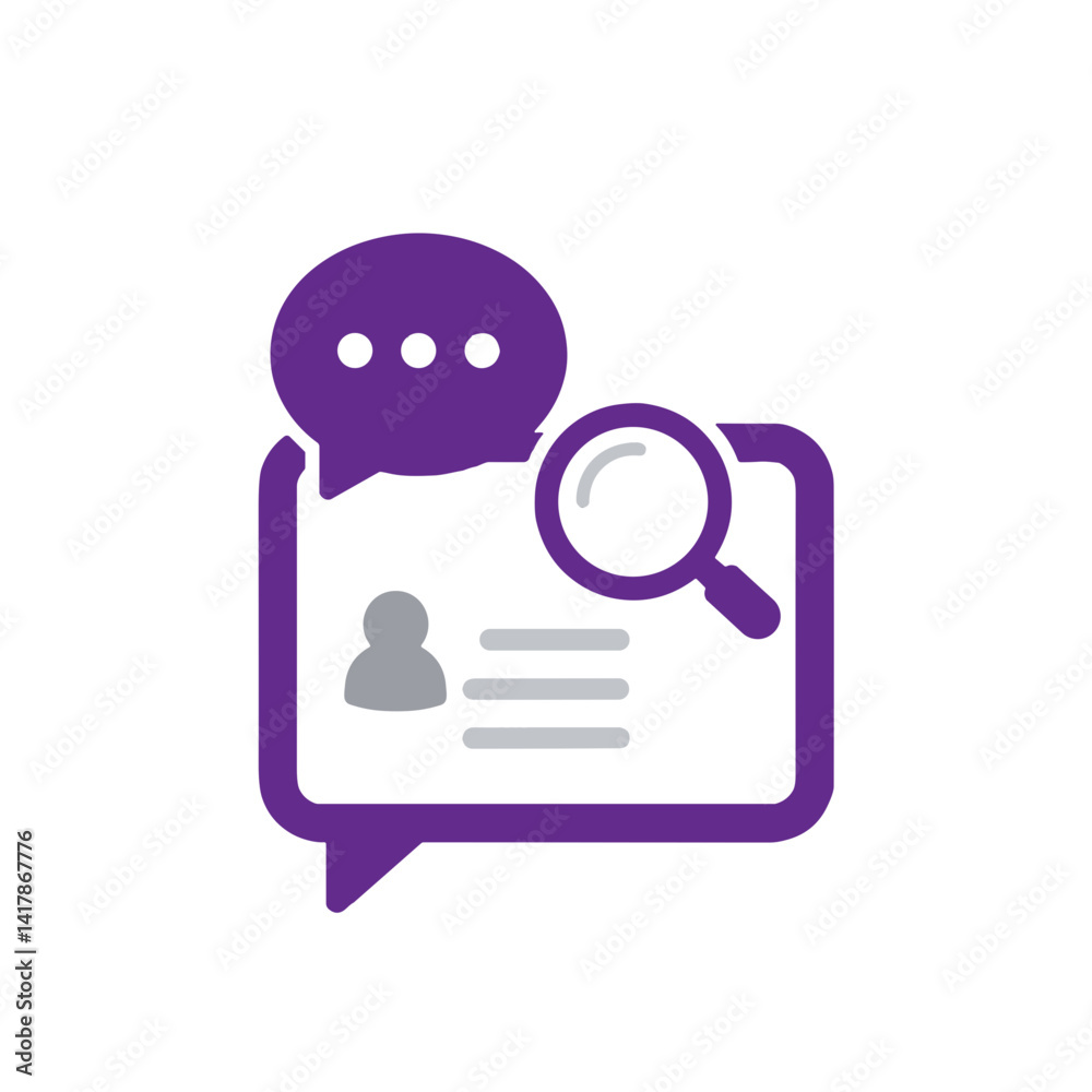 Naklejka premium Search chat icon for messaging apps and communication tools