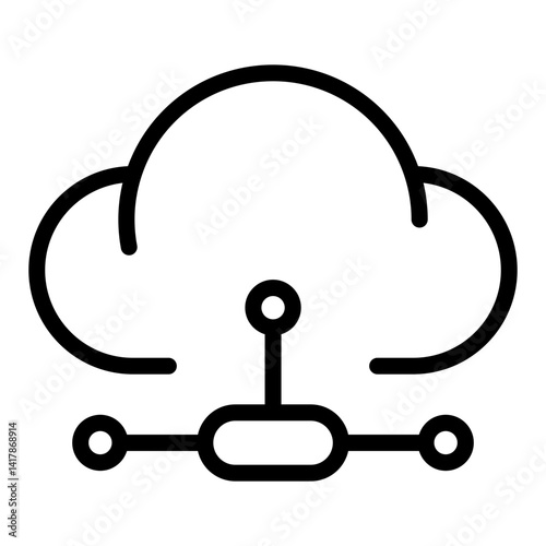 Cloud Technology icon in line style. An icon about cloud technology, showing clouds and computer networks