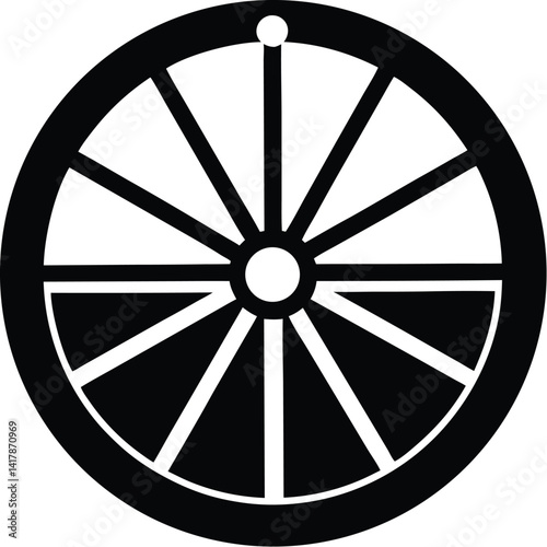 Wagon wheel silhouette, wagon wheel icon  isolated on white background 