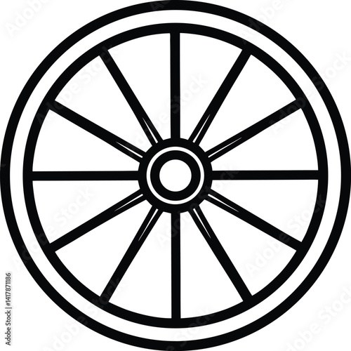 Wagon wheel silhouette, wagon wheel icon  isolated on white background 