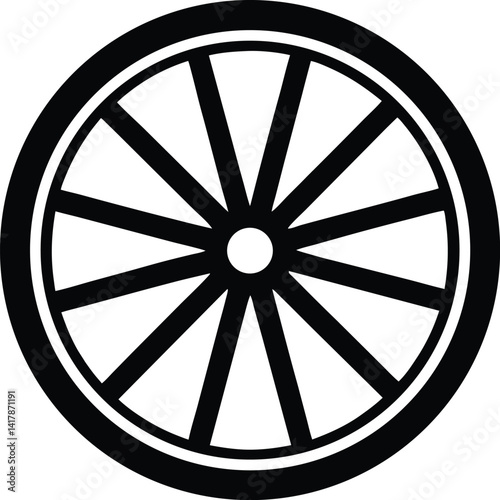Wagon wheel silhouette, wagon wheel icon  isolated on white background 