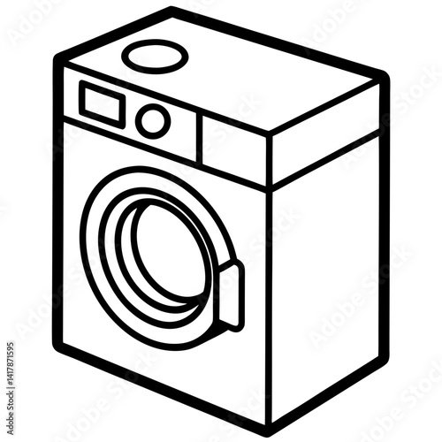 Minimal Washing Machine Vector Illustration on White Background