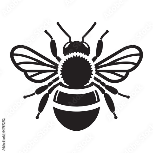 Busy Bumblebee silhouette, tirelessly working in fields – Bumblebee illustration – Minimalist Bumblebee vector – Insect silhouette

