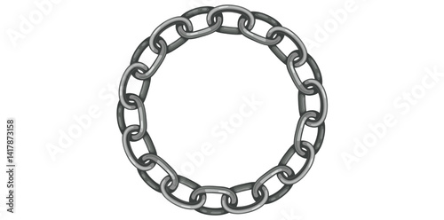 Silver Chain Jewelry On White Background, Decorative Frame Design Element Vector Illustration.