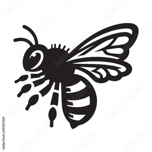 Buzzing Bumblebee silhouette, a symbol of nature’s pollinator – Bumblebee illustration – Minimalist Bumblebee vector – Insect silhouette


