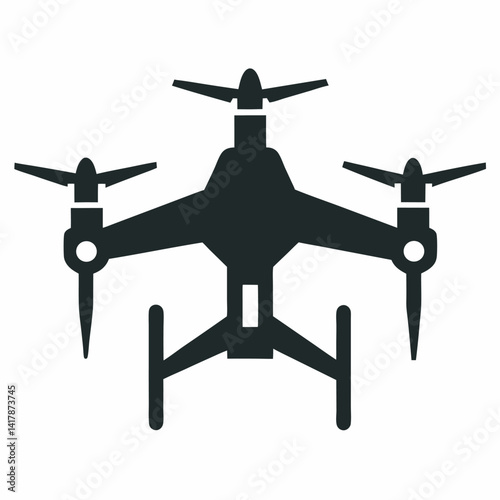Aerial drone icon vector silhouette quadcopter flying object technology modern design