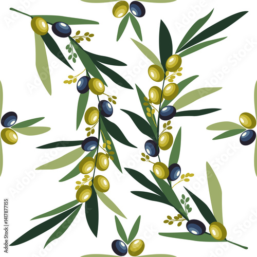 Black and Green Olives Mediterranean Tile Design.