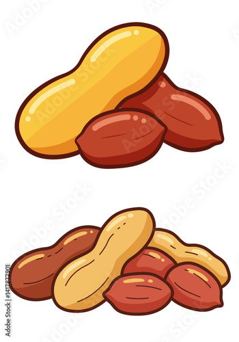 set of peanuts vector illustration isolated