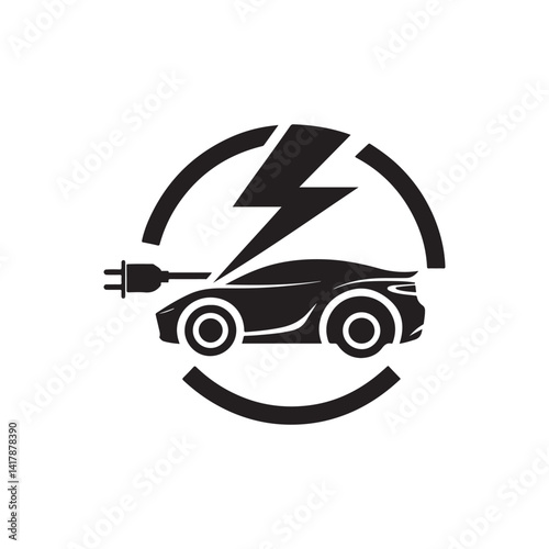 electric car vector silhouette clip logo illustration