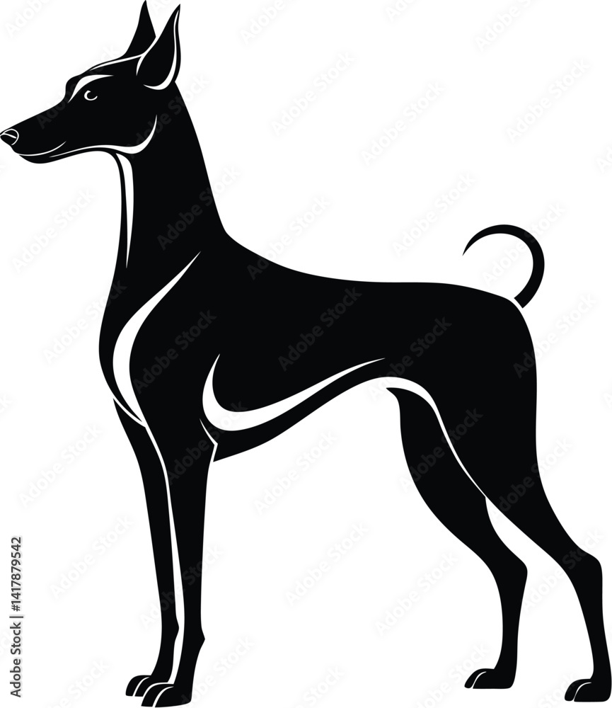 Obraz premium Dog silhouette, Dog silhouette icon, Pet dog outline, Canine side view graphic, Dog vector illustration, Animal silhouette design