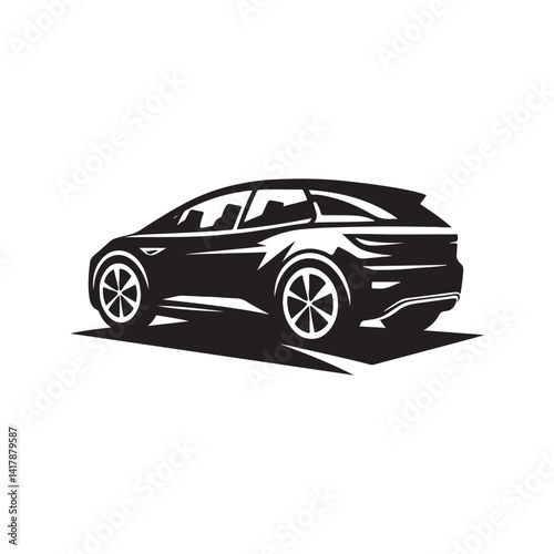 electric car vector silhouette clip logo illustration