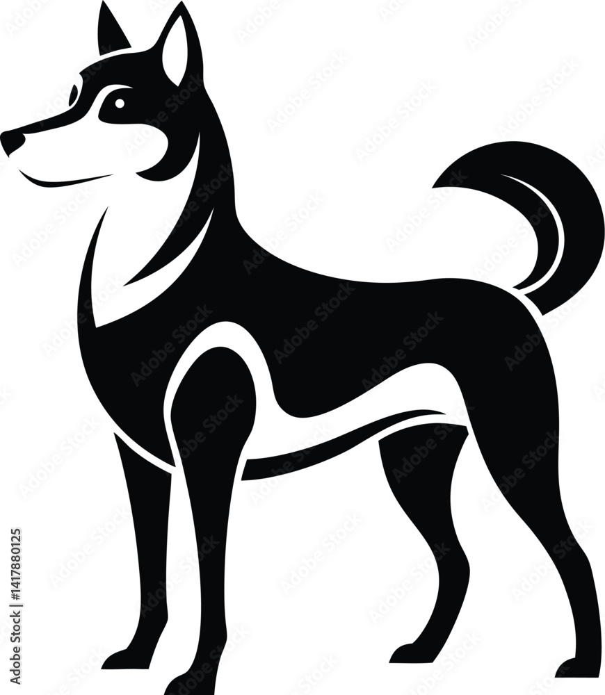 Obraz premium Dog silhouette, Dog silhouette icon, Pet dog outline, Canine side view graphic, Dog vector illustration, Animal silhouette design