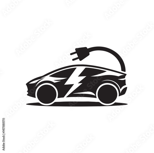 electric car vector silhouette clip logo illustration