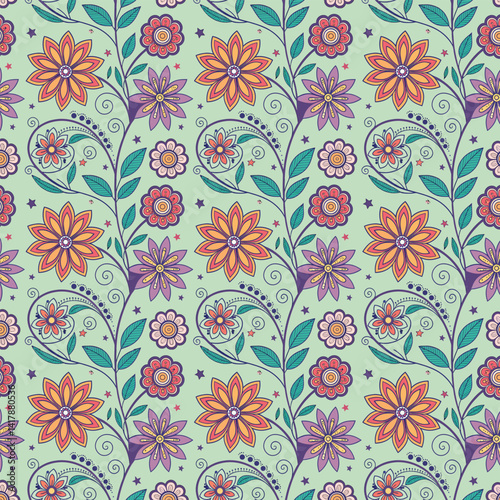 Colorful floral beautiful mandala seamless vector pattern background design