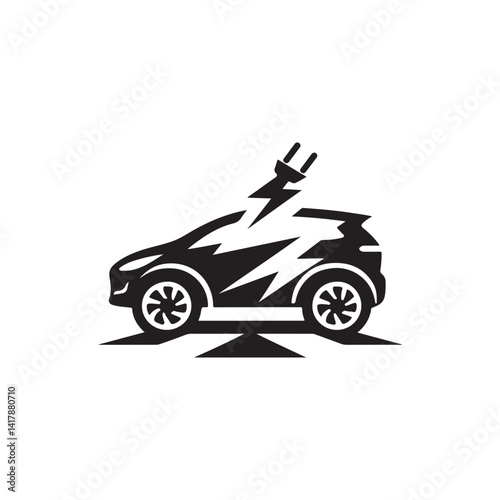 electric car vector silhouette clip logo illustration