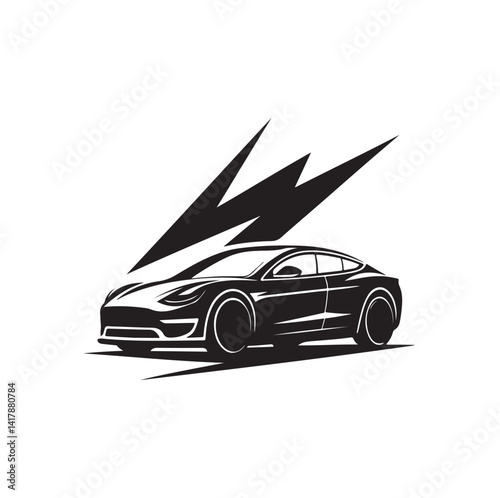 electric car vector silhouette clip logo illustration