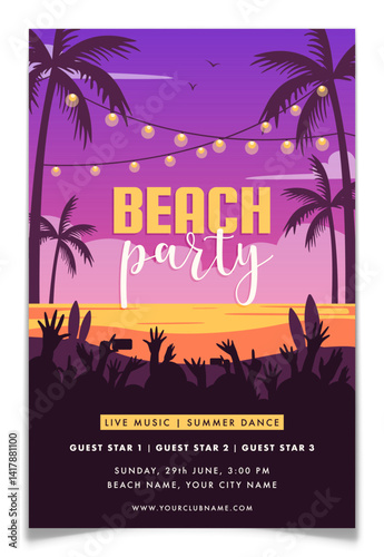 Summer Beach Party Invitation Postcard.