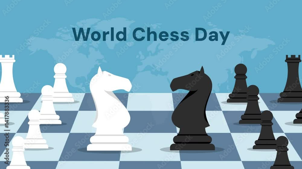 world chess day celebration animation video. Chess Day celebrates the game of strategy and intellect