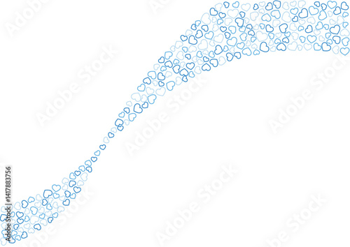 ハート柄の背景 青系の3色 フチハート