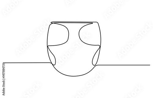 Continuous one line drawing of baby diaper, single line vector illustration, on white background.