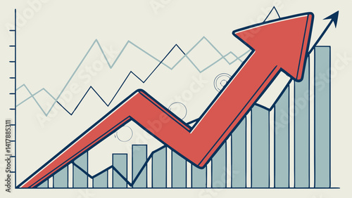 busBusiness Graph with Arrow – Financial Growth Vector