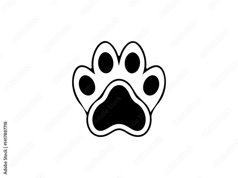 A clean, vector graphic of a simple animal paw print.