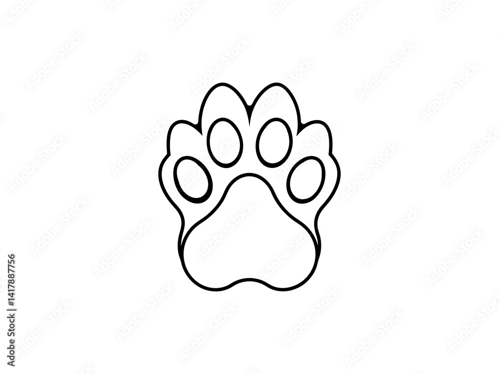 A clean, vector graphic of a simple animal paw print.