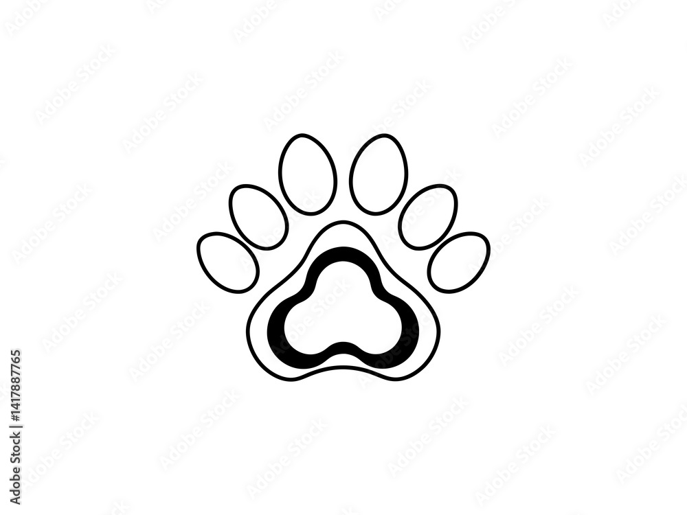 A clean, vector graphic of a simple animal paw print.