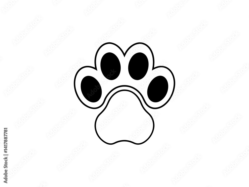 A clean, vector graphic of a simple animal paw print.