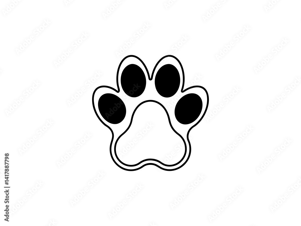 A clean, vector graphic of a simple animal paw print.