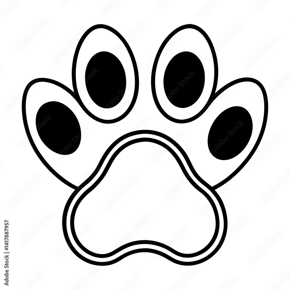 A clean, vector graphic of a simple animal paw print.