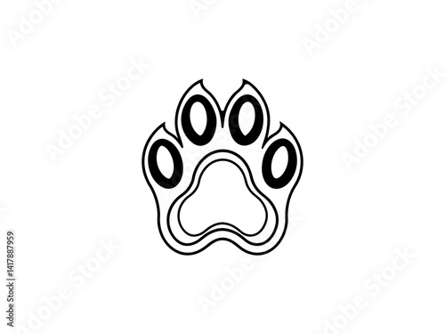 A clean, vector graphic Simple Black Animal Paw Print design and  white background .