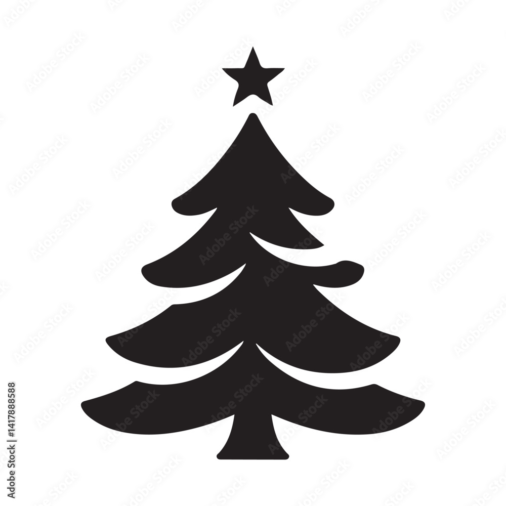 Minimalist Vector Black silhouettes Christmas Tree Icon. with white background Minimalist Vector Black silhouettes Christmas Tree Icon. with white background