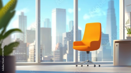 Bright and airy minimalist office interior with sleek glass yet sophisticated furniture, and a calm, organized workspace.