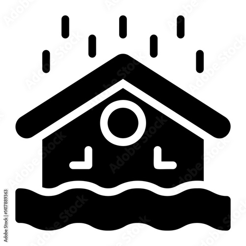 flooded house glyph icon