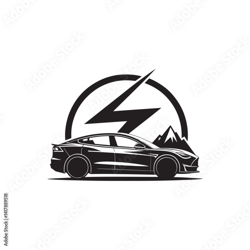 electric car vector silhouette clip logo illustration