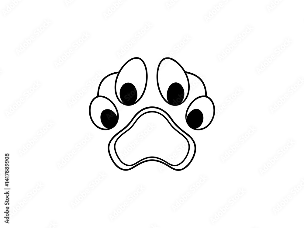 A clean, vector graphic Simple Black Animal Paw Print design and white background .