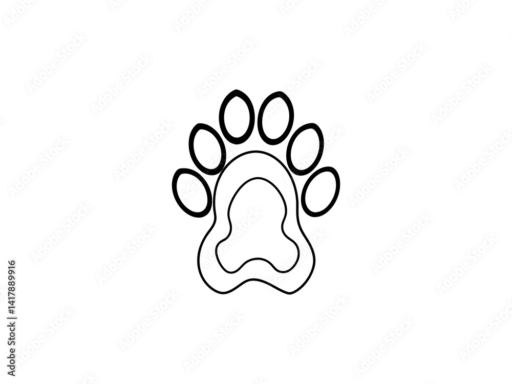 A clean, vector graphic Simple Black Paw Print on White Background .