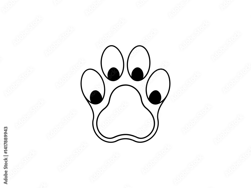 A clean, vector graphic Simple Black Paw Print on White Background .