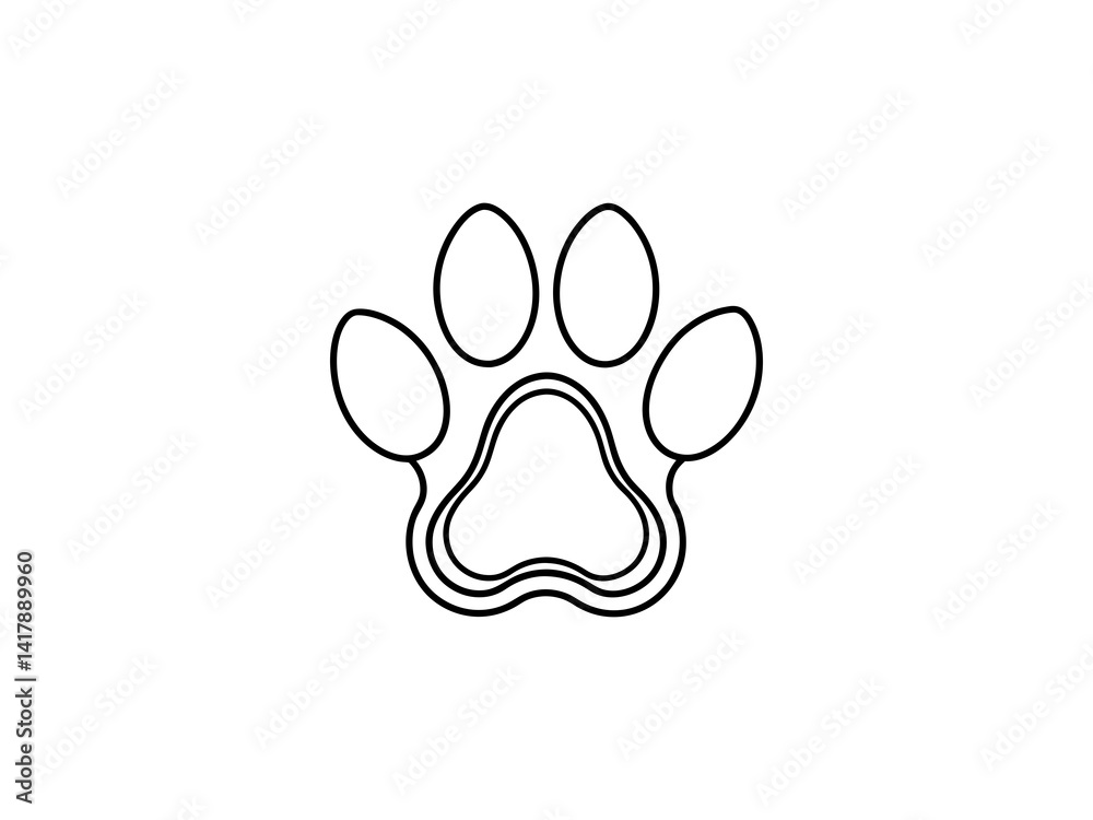 A clean, vector graphic Simple Black Paw Print on White Background .