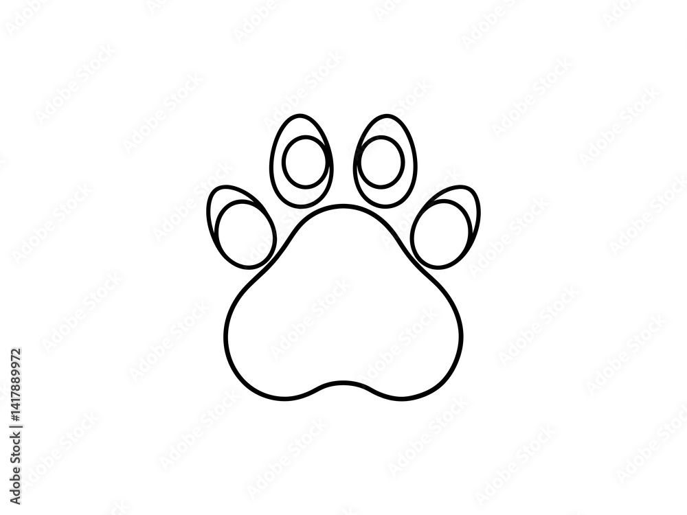 A clean, vector graphic Simple Black Paw Print on White Background .