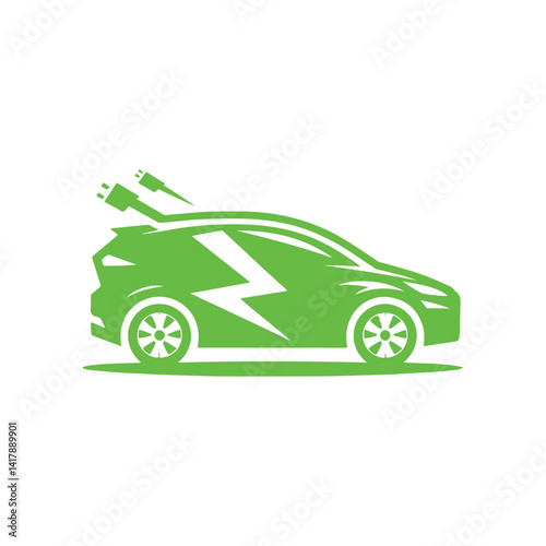electric car vector silhouette clip logo illustration