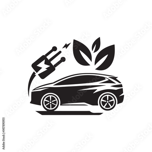 electric car vector silhouette clip logo illustration