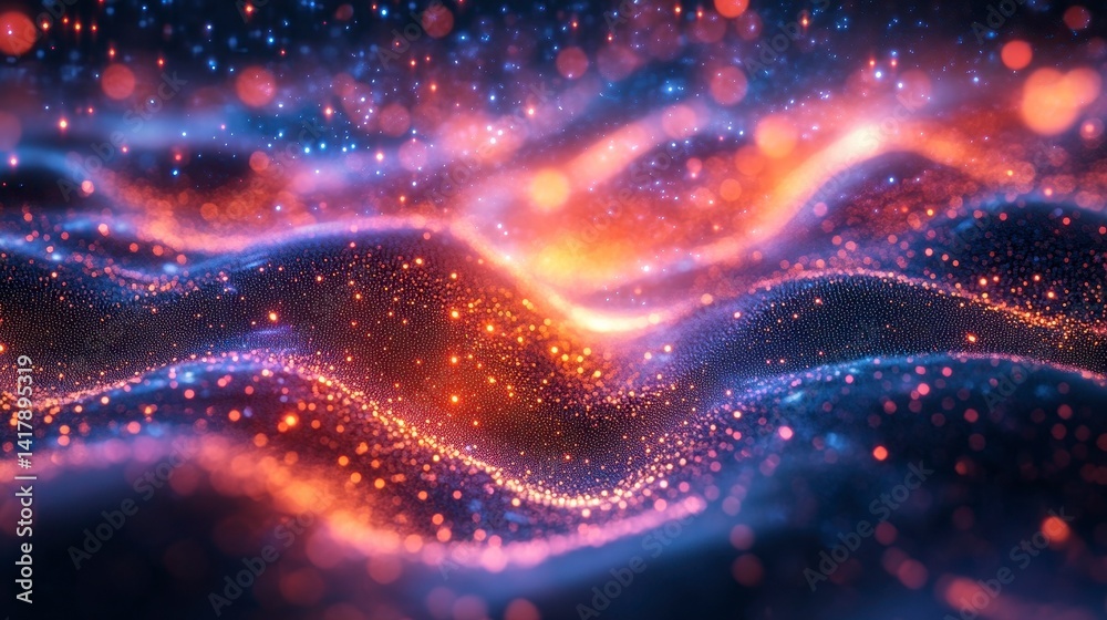 Abstract Waves with Glowing Particles in Vibrant Colors Abstract Waves with Glowing Particles in Vibrant Colors