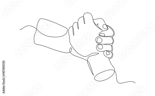 Continuous single line of handshake business agreement gesture. Big deal professional partnership editable stroke vector illustration