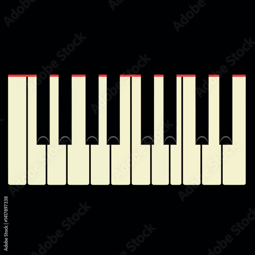Piano keyboard keys in flat minimal style with ivory and black colors vector illustration
