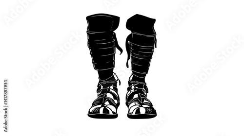Roman warrior sandals on white background

