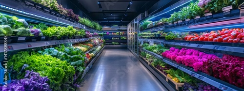 Obraz na płótnie Colorful refrigerated produce section in supermarket w salonie